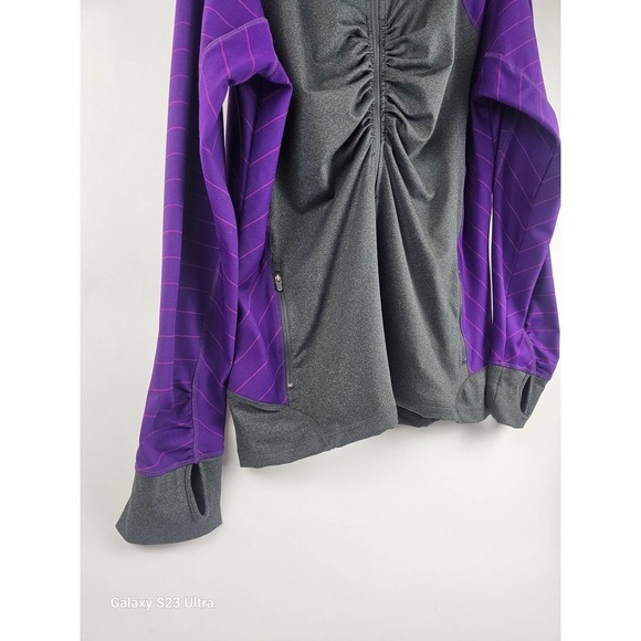Women's , Land's End, szXL (18) athletic warm up jacket, gray/purple - Picture 5 of 7